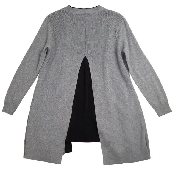 Fate Women’s Open Front Cardigan Sz Large Gray Black Wool Blend Sweater EUC - Picture 7 of 11